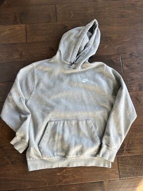 Nike Light Gray Pullover Hoodie with Small Swoosh